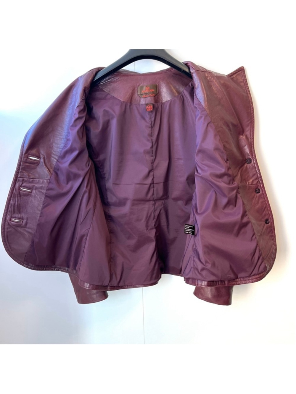 Vintage Danier Italian Leather Blazer Jacket Plum Burgundy Made in Canada, M - Picture 6 of 10